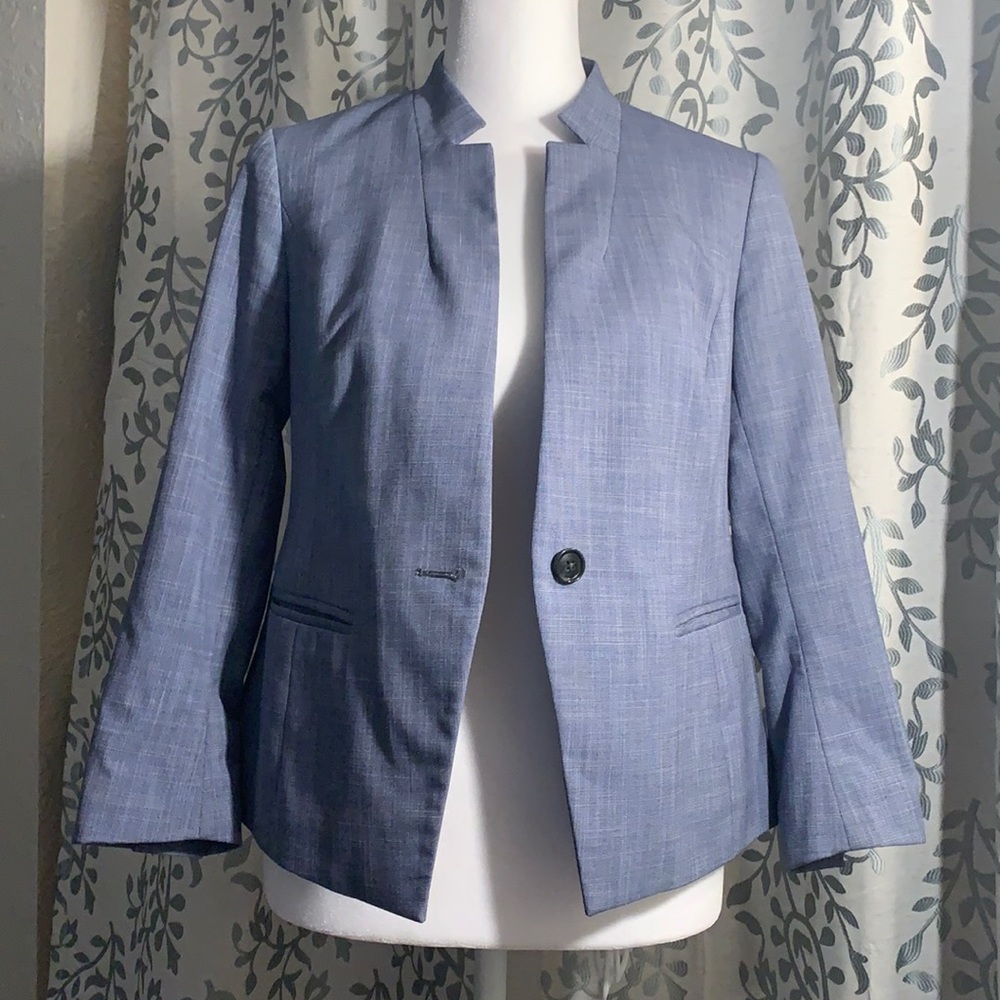 Banana Republic Collarless Blue Blazer